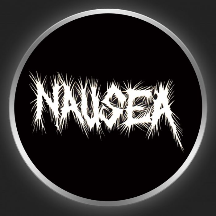 NAUSEA (NY) - White Logo On Black Button