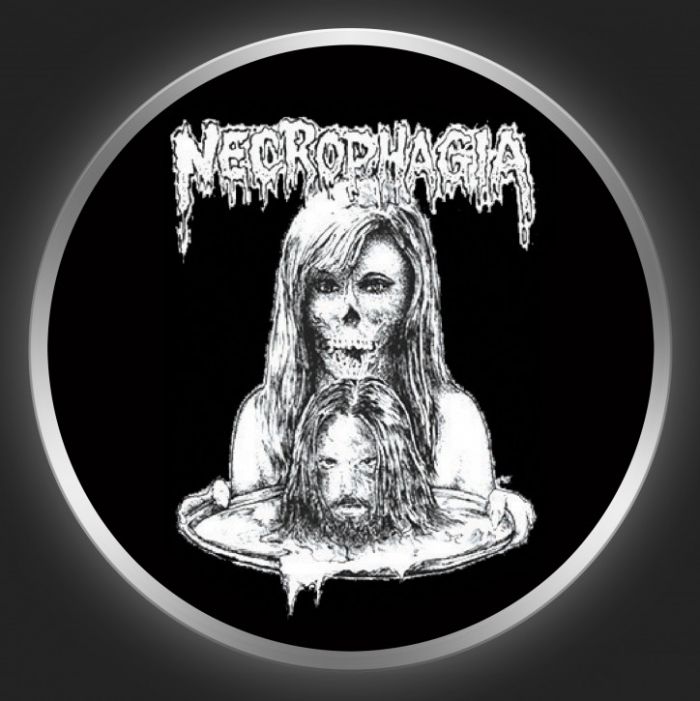 NECROPHAGIA - Skull On A Plate Button