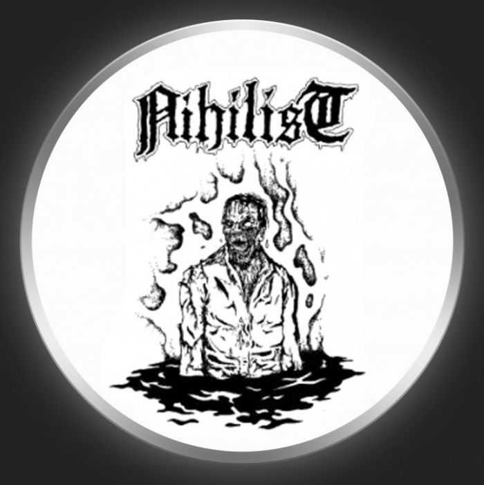 NIHILIST - Drowned Black On White Button