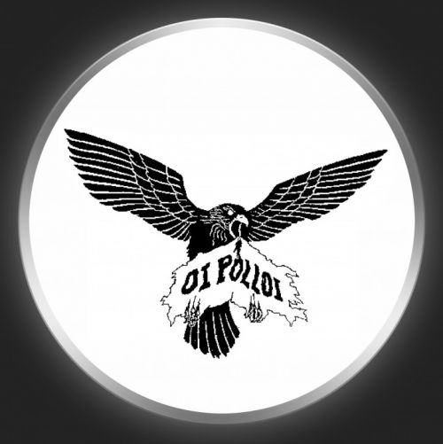 OI POLLOI - Black Logo And Eagle On White Button