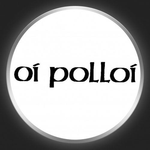 OI POLLOI - Black Logo On White Button