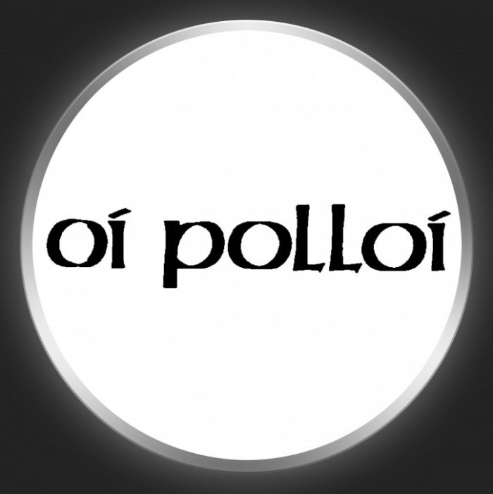 OI POLLOI - Black Logo On White Button