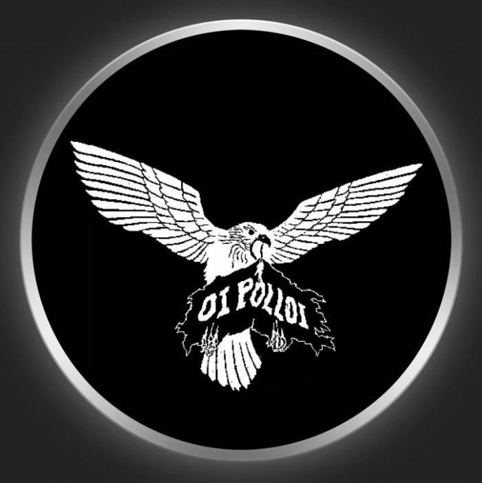 OI POLLOI - White Logo And Eagle On Black Button