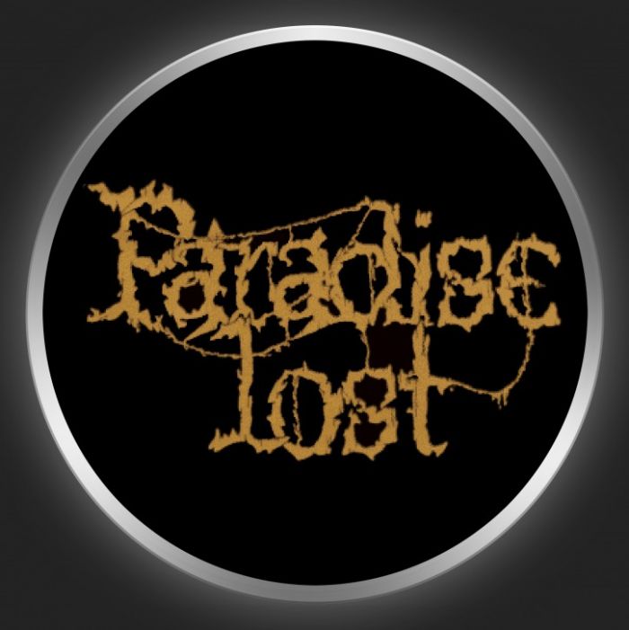 PARADISE LOST - Brown Logo On Black Button