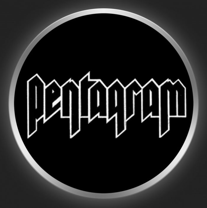 PENTAGRAM - White Logo On Black Button
