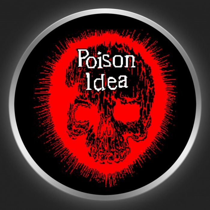 POISON IDEA - Logo + Skull On Black Button