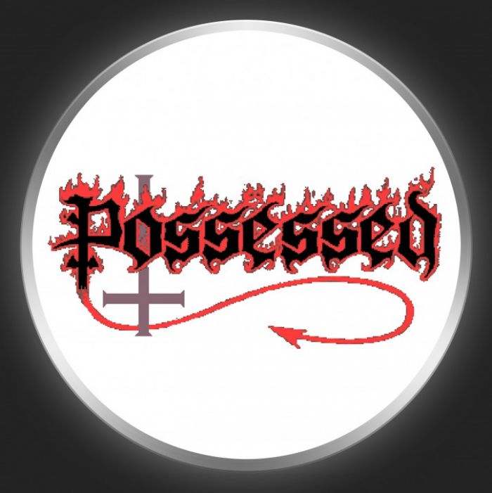 POSSESSED - Logo On White Button