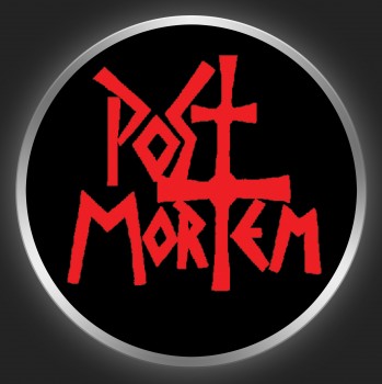 POST MORTEM - Red Logo On Black Button