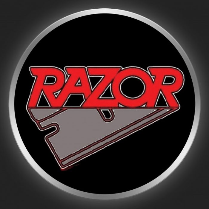 RAZOR - Red Logo On Black Button