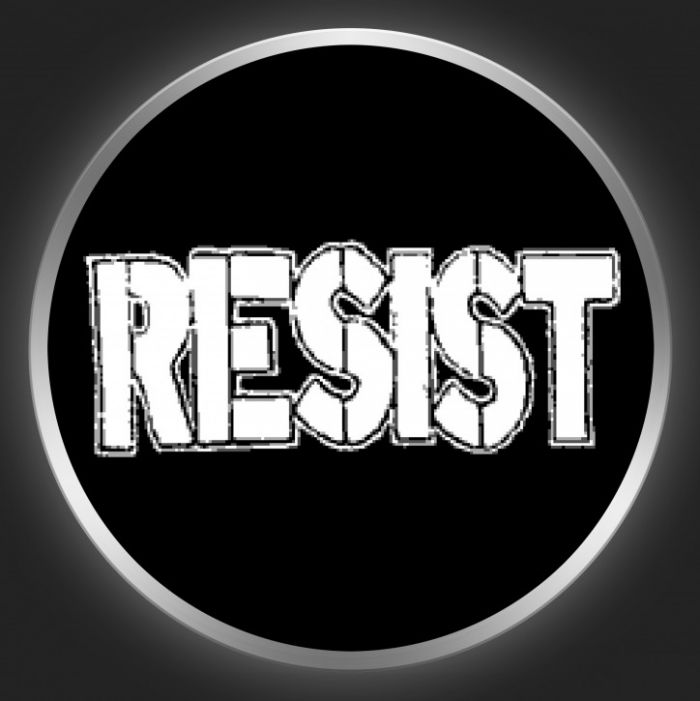 RESIST - White Logo On Black Button
