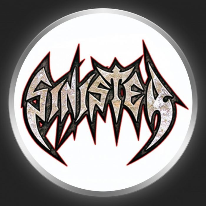 SINISTER - Metallic Logo On White Button