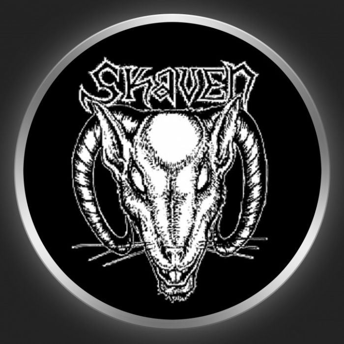 SKAVEN - White Logo + Rathead On Black Button