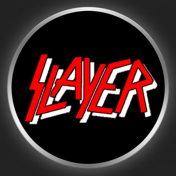 SLAYER - Red Logo On Black Button