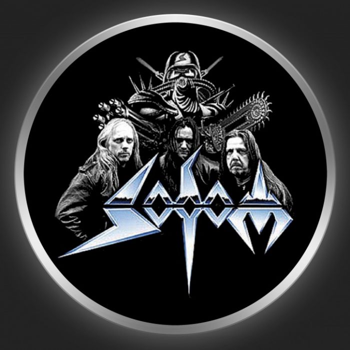 SODOM - Logo + Band Photo On Black Button
