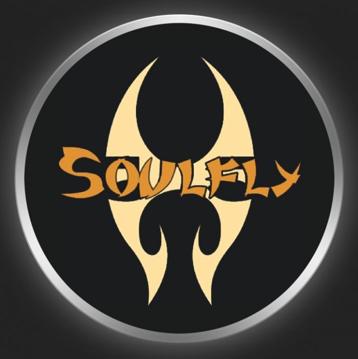 SOULFLY - Brown Logo On Black Button