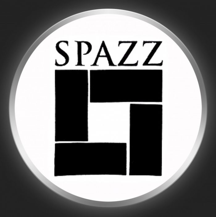 SPAZZ - Black Logo On White Button