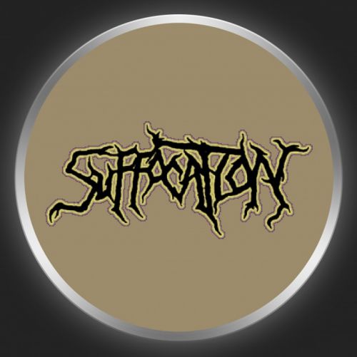 SUFFOCATION - Black Logo On Brown Button