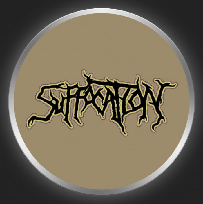 SUFFOCATION - Black Logo On Brown Button