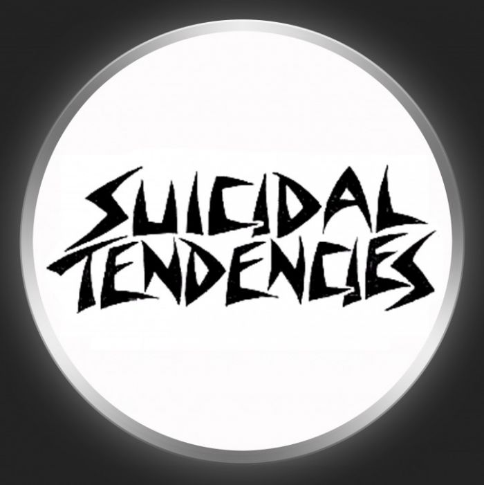 SUICIDAL TENDENCIES - Black Logo On White Button