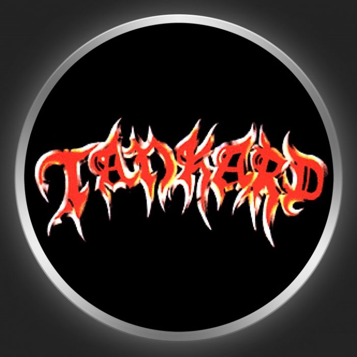 TANKARD - Red Logo On Black Button
