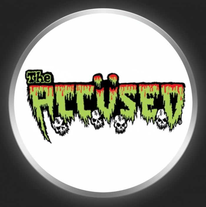THE ACCÜSED - Green Logo On White Button