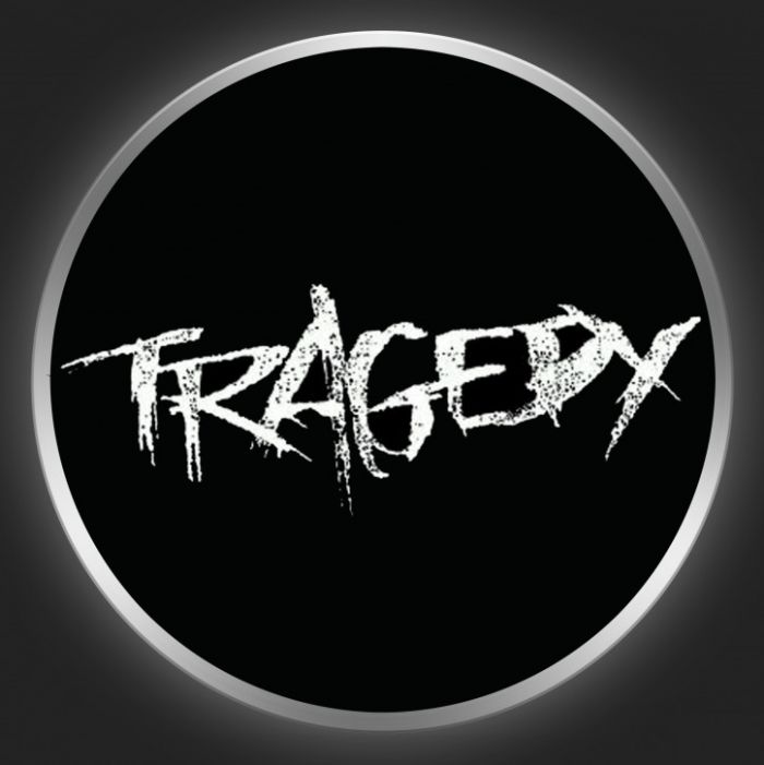 TRAGEDY - White Logo On Black Button