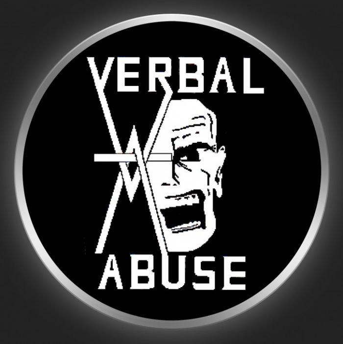 VERBAL ABUSE - White Logo On Black Button