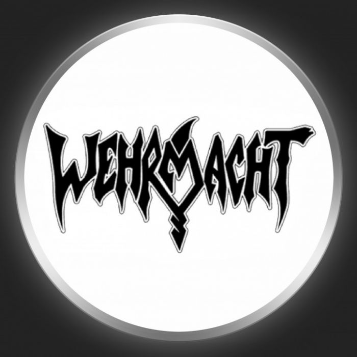 WEHRMACHT - Black Logo On White Button