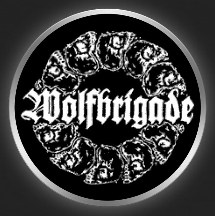 WOLFBRIGADE - White Logo On Black Button