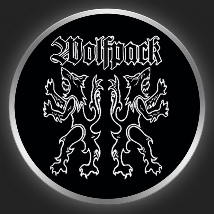 WOLFPACK - Allday Hell White On Black Button