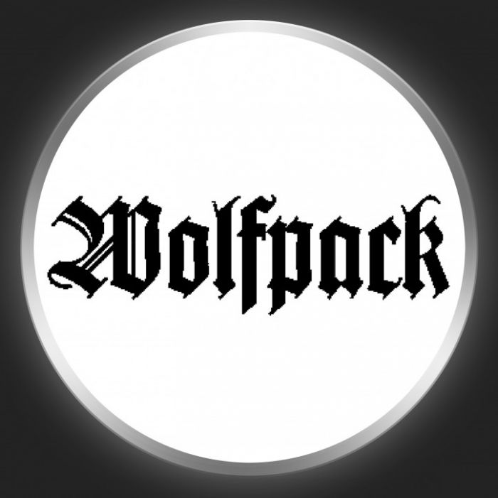 WOLFPACK - Black Logo On White Button